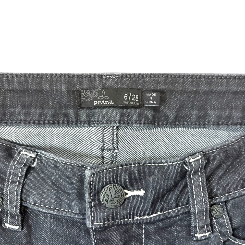 Prana Jeans Womens 6/26 TALL Washed Out Black Kayla Slim Straight Organic Cotton - Picture 3 of 9
